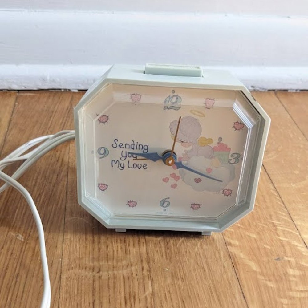90s Precious Moments Small Plug In Alarm Clock. Sending You My Love Quote